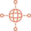 White and Orange icon of global network
