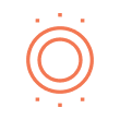 White and Orange Icon of eye in gear