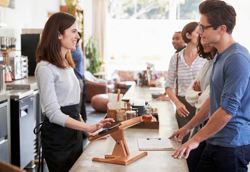 Coffee shop with customers being served